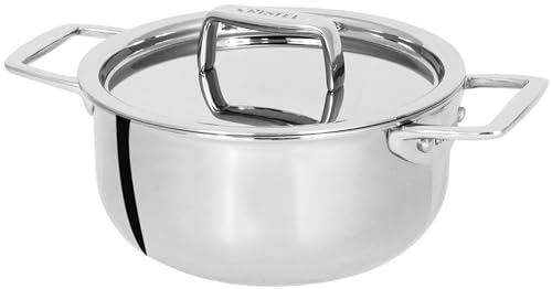 Cristel Castel'Pro Mini Stainless Steel Stewpan with Stainless Steel Lid, 3-Ply Construction, Safe for All Hobs + Induction (.5 Qt. Capacity)