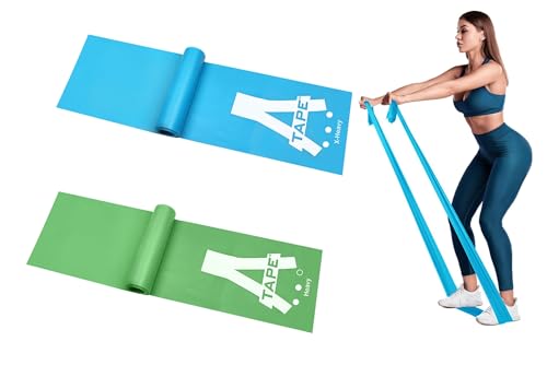 Image of A-Tape Resistance Thera Bands for Unisex | Elastic Exercise Band Set | Resistance Workout Bands for Booty, Glute, Leg & Thigh Exercising (51 * 6 Inch) (Blue, Green)
