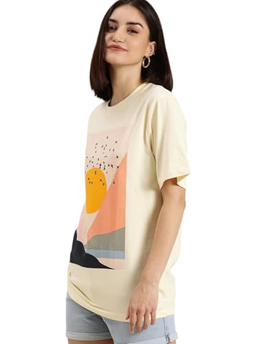 Image of LITZO Women's Letter Print Oversized Loose Fit T-Shirt (L-72-M)