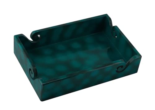 Plateau de rangement décoratif vert en bois antique fait main MDF - 2