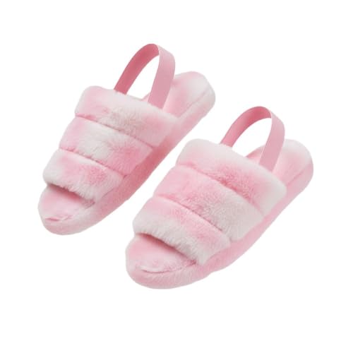 A2Z Women Warm Fluffy Slidders Cozy Faux Fur - SLPR LDS AZ31961 Tie Dye Pink 5/6 UK