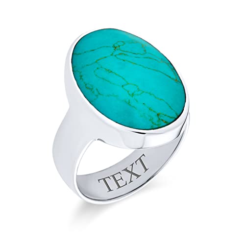Bague turquoise bleue femme argent .925 grand cabochon ovale boho