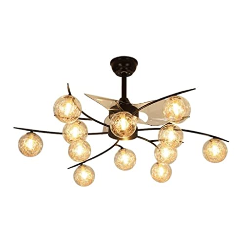 MCLIUJIA Ventiladores para El Techo con Lámpara Ventilador De Techo Estilo Molino De Viento con Luz Y Control Remoto, 6 Velocidades De Viento, 3 Aspas Reversibles, 12 Bolas De Luz (sin Bombillas)