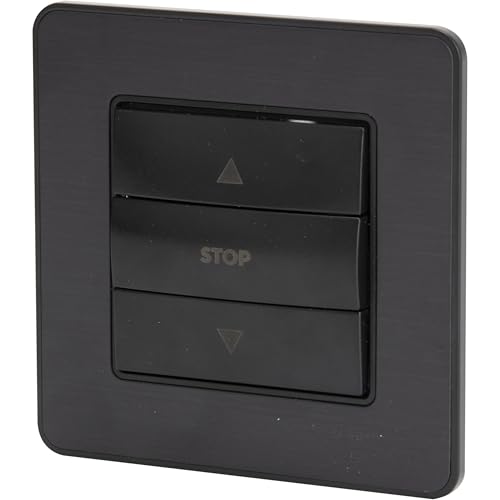 Zenitech Interrupteur Simple Commande Volets roulants 10A - métal Noir brossé - Kouro