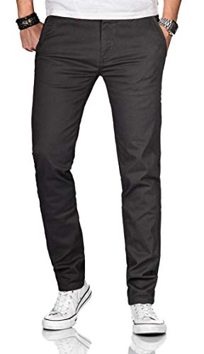 Maurelio Modriano Herren Designer Chino Stoff Hose Chinohose Stretch Regular Fit [MM-002-Anthrazit-W36-L32] Cover