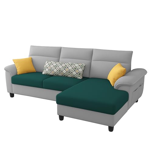 Image of Casaliving Seams RHS 4 Seater L Shape Sofa for Living Room (Pine Grey Fabric) Premium Fabric Sofa