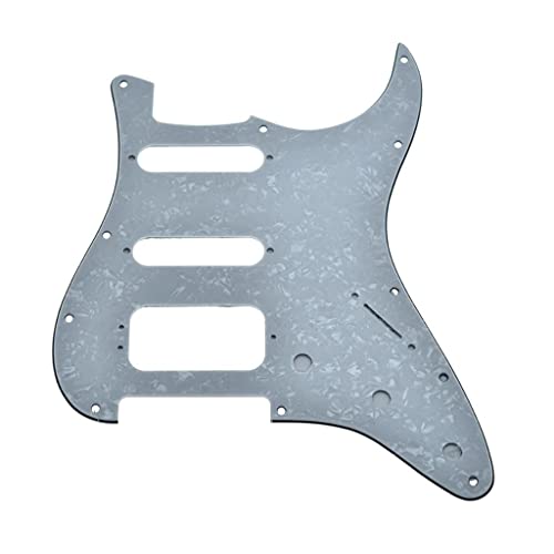 Image of Dopro 11-Hole Strat HSS Guitar Pickguard 3-Screw Humbucking Pickup Mount for American FD Stratocaster White Pearl