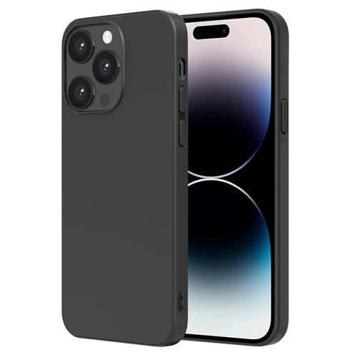 NEW'C Coque pour iPhone 14 Pro (6,1 Pouces) Silicone Ultra Fine Noir en Gel TPU Souple Coque de Protection avec Absorption de Choc
