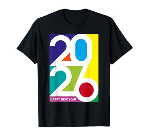 Happy New Year 2026 Colorful Funny NYE Party Matching Family Camiseta