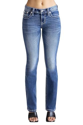 Miss Me Women's Fleur De Lis Stars Mid-Rise Bootcut Jeans2