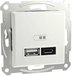 Schneider Electric Asfora EPH2770421D podtynkowa stacja ładująca USB typ A+C 45 W, gniazdko, zaciski wtykowe