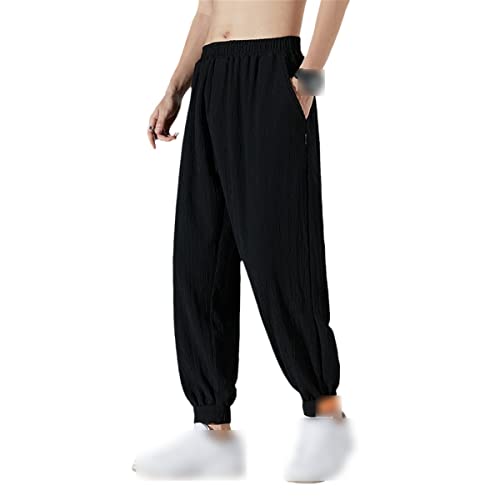 Pantalon style chinois homme en soie glacée léger et ample taille 31-35