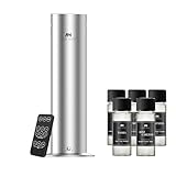 Electric Waterless Essential Oil Diffuser Starter Kit - Covers Up to 1000 Sq Ft - Essential Oil Diffuser for Large Rooms - Hotel-Inspired Home Aroma - Remote Control + 5 Premium Scent Oils Included