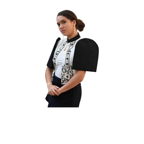 Traditional Filipiniana Bolero with Floral Embroidery, Short Sleeve, Formal Wear, Philippines