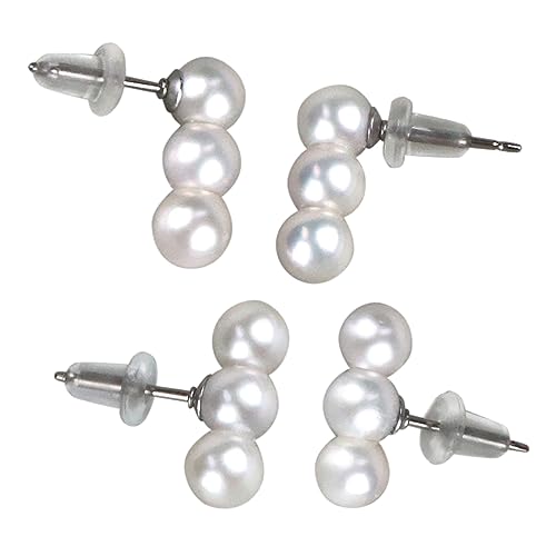 [Ｓｅａｓｈｏｒｅ宇和島あこや真珠] パール ピアス ３珠 ライン あこや真珠 5.0-5.5mm チタン レディース (金具の位置：一番上)