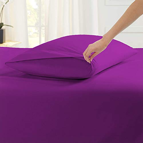 Image of YRM Bedding's Purple 600-TC Oraganic Cotton 4 Pcs King Size Bedsheet Fitted (72 inchx78 inch), Flat (102 inchx108 inch) and Pillow Cover (18 inchx28 inch) Feet for 4 inch and 8 inch Inch Mattress