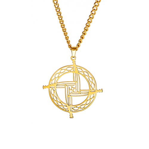 EUEAVAN St Brigids Cross Saint Bridget Necklace Traditional Irish Celtic Cross Pendant Amulet Christian Pagan Religious Jewellery Woman Man Gift (gold)
