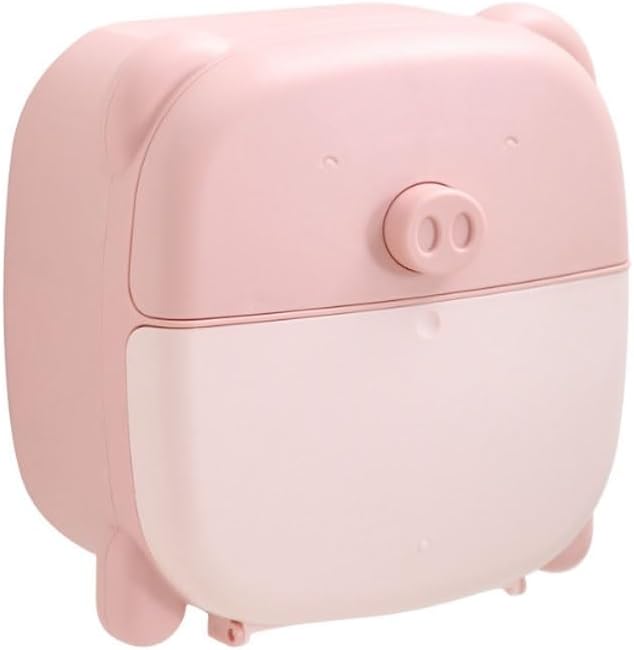 Baby Pig Bear Paper Towel Box No Hole Rolling Tube Storage Rack for Wall Hanging No Installation image 3