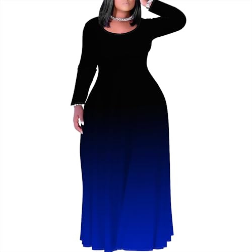 Image of PinkPatty Women's Plus Size Long Sleeve Maxi Dresses T Shirt Boho Fall Dress with Pockets