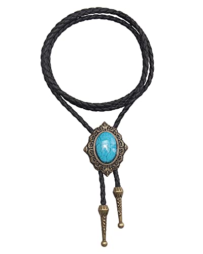 Image of GelConnie Native American Bolo Tie Rodeo Cowboy Leather Necktie Western Necklace Costume Accessories for Men,Women