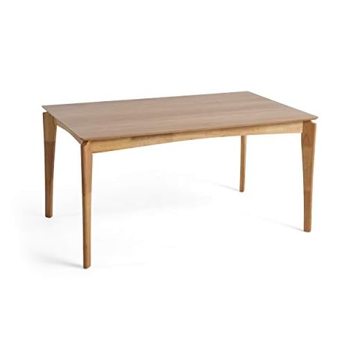 Christopher Knight Home Alma Dining Table, 6-Seater, Rubberwood with Walnut Veneer, Mid-Century, Natural Oak Finish