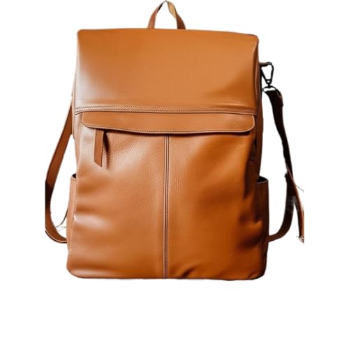Mochila Feminina Antifurto em Couro Sintético para Notebook até 17 Pol com Alça Ajustável Trabalho Faculdade(Caramelo)