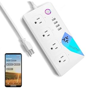 XENON Matter Power Strip, Matter Smart Power Strips Works with Siri, Alexa & Google Home, Matter Smart Home with Remote Control, Timer & Schedule