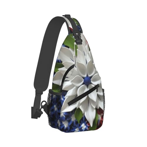 Bolso cruzado con diseño floral patriótico para hombre y mujer miniatura 2