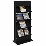 vidaXL Magazinregal mit Regal Schwarz Eichen-Optik 70 x 41 x 156 cm, Wohnzimmer Organizer, moderner Regalschrank, freistehender Magazinhalter, platzsparendes Design
