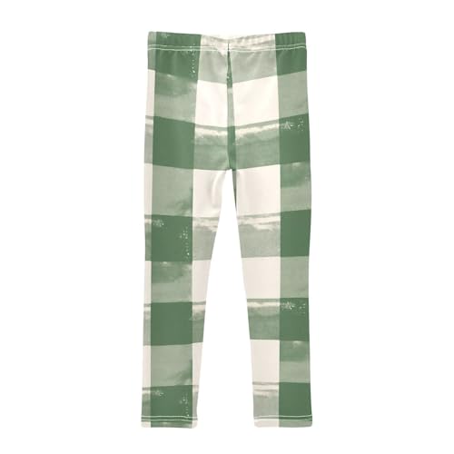 KLL Buffalo Plaid Green Toddler Girls' Cotton Pants Fashion Full Length Workout Pants Running2