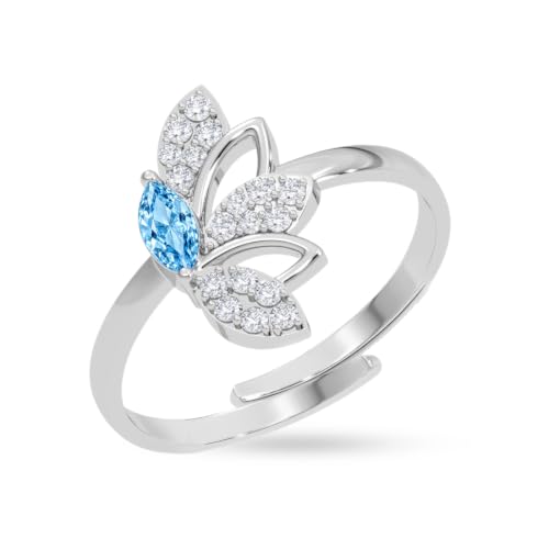 Image of Clara 925 Sterling Silver Blue Zirconia Adjustable Ring for Women
