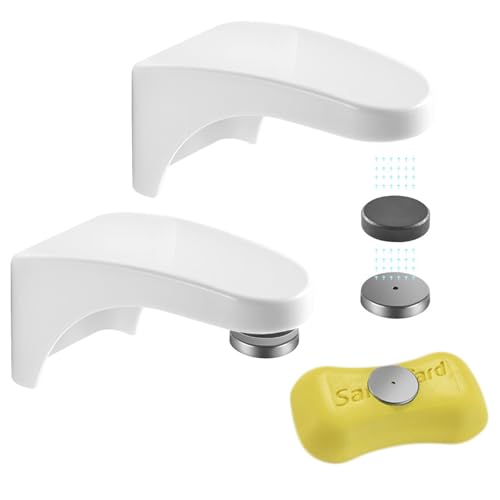Fiyuer 2 Piezas Jabonera Magnético, Soporte Magnético de Jabón, Jabonera Magnética Pared, Jabonera Baño, Sin Perforación, con Imán, Apto para Cocina Lavabo Baño Balcón, Blanco