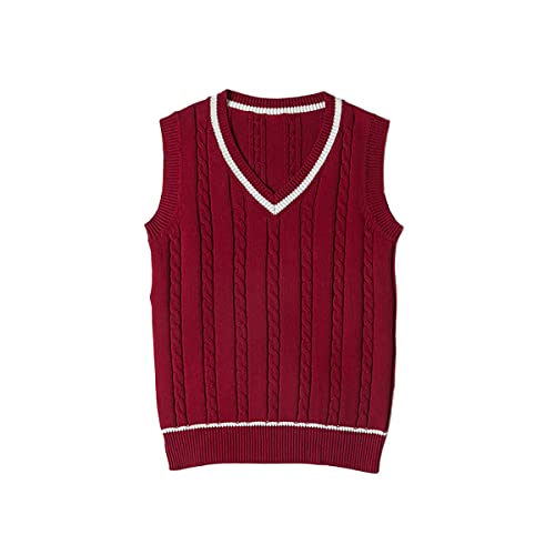 Image of jinghuiyue Women's Stripe Sweater Vest Classic V Neck Cable Knit Vest Sleeveless Pullover Ribbed Tank Tops