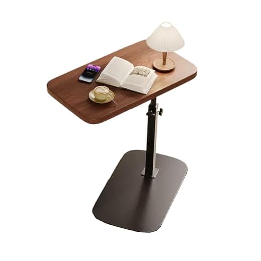 Overbed Table Tray Artificial Board Bedside Table, Lifting Bedroom Bedside Table, Thickened Tabletop can Be Rotated 360 °, Used In Bedroom, Hospitals(Brown)