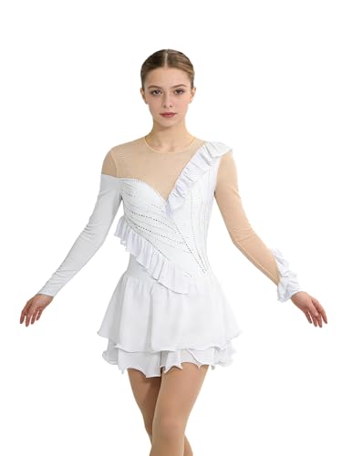 Robe patinage sur roulettes strass costume danse pour gala et entraînement