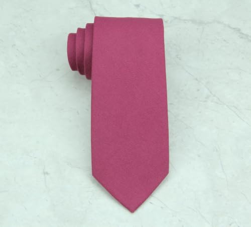 Image of Mens Solid Linen Ties - Slim Pattern Necktie for Men Wedding Groomsmen