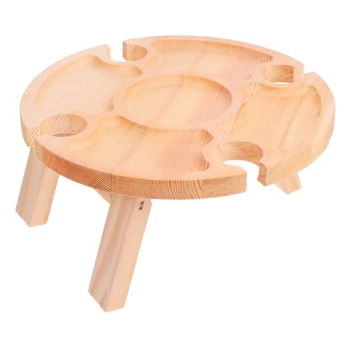 Table pliante extérieure ronde avec support vin et nourriture - 2