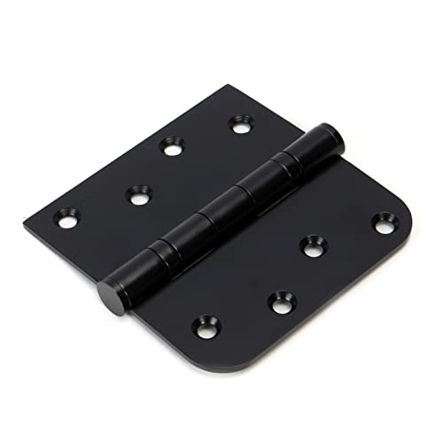 3 Pack Black Heavy Duty Pin Removable 4" X 4 Inch Stainless Steel Ball Bearing Square Door Hinges With 5/8" Radius Corners, Heavy Duty Interior & Exterior Door Hardware For Left & Right Doors Hinge #TOP5