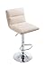 Produktbild CLP Barhocker Limerick Stoff I Hocker Mit Lehne I Höhenverstellbarer Thekenhocker I Drehbarer Küchenhocker, Farbe:creme, Gestell Farbe:Chrom