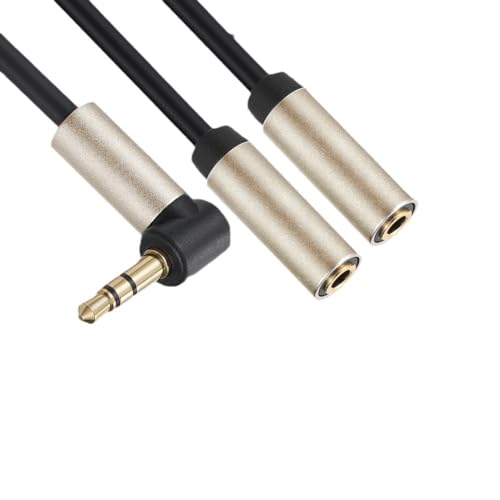 Cable divisor de audio Jack 3.5mm ángulo 90° macho a 2 hembra miniatura 2
