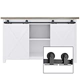 5ft Double Door Cabinet Barn Door Hardware Kit- Mini Sliding Door Hardware - for Cabinet TV Stand - Simple and Easy to Install - Fit 20