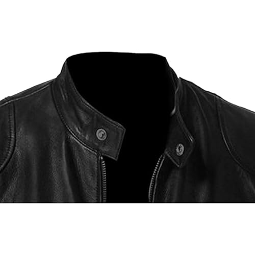 Men Slim Fit Motorcyle Leather Jacket Zip-Up Windbreaker Leather Jackets Lightweight PU Vintage Biker Coat4