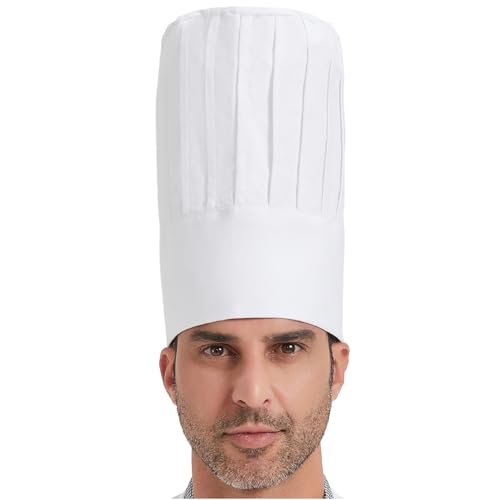 Hyzrz Chef Tall Hat Adjustable Elastic Baker Cooking Grilling BBQ Chef Cap for Adult and Children (White)
