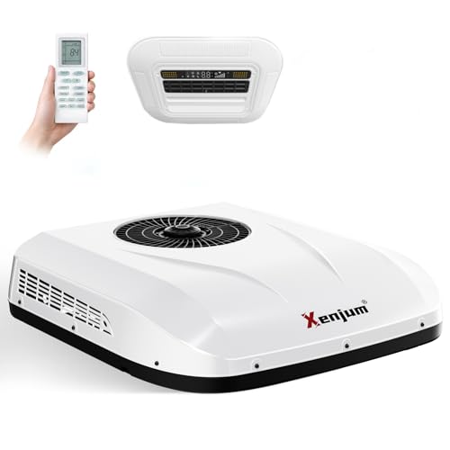 Xenjum 12V RV Air Conditioner, 11000BTU ONLY-43LBS Mini Camper AC Unit, Ultra-Low Energy Use, 12 Volt DC Battery Powered Quiet AC Unit for Off-Grid Camping, RVs, Vans, Trucks, Trailers (Cool Only)
