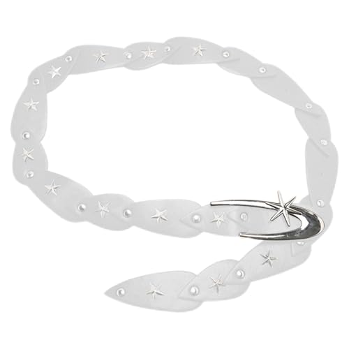 Fashion PU Leather Belt Punk Rock Star Studded Waist Belts with Buckle, Adjustable Decor Waistbands