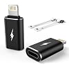 TechMatte Female USB C to Male Lightning Adapter 2 Pack 2.2A Charging Data Transfer, Compatible with iPhone 14, 13, 12, 11 Xs SE iPad iPod AirPods, Not for Audio Headphones/OTG Android Anti-Lost Black
