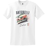Kimi Antonelli Helmet Shirt, Italian Prodigy Fan Gift, Future Racing Star Graphic (White, S)