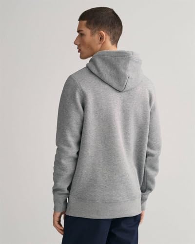Gant Herren Reg Archive Shield Hoodie Kapuzenpullover, Grey Melange, L EU – Ansicht 3