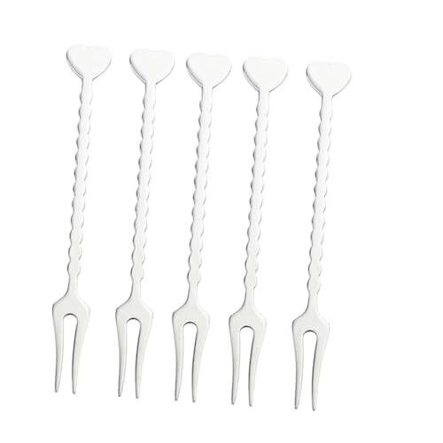 BAZEITFLOW 5pezzi Forchetta Per Frutta in Acciaio Resistente Da Dessert Forchetta Per Torta Antideformazione Impugnatura Comoda Per Frutta Verdura e Carne