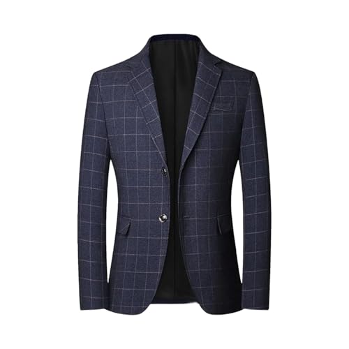 Men's Checked Blazer Classic Fit Casual Jacket Elegant Button Business Casual Suits Coats